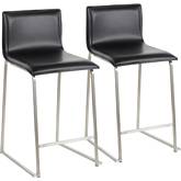 Mara 26" Counter Stool in Black Leatherette & Brushed Stainless (Set of 2)